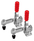 Heavy Duty Welding Toggle Clamps for Woodworking 2 Pack with red rubber tips, secure locking and quick release.