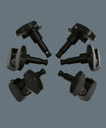 Premium Stainless Steel Acoustic Guitar Machine Heads With Sealed Keys for smooth rotation, six black tuning pegs set.
