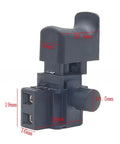 Easy One Hand Operation Chainsaw Switch For Small Electric Saws, Delivers Stable Current For Steady Power, Compact Plastic And Metal Build Built For Frequent Use, Replacement Part That Fits 4 Inch And 6 Inch Electric Chainsaws For Smooth Fuss Cutting. Compact black plastic-metal chainsaw switch, 26.8mm wide.
