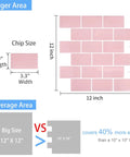 Diagram of Pink Subway Tile Peel And Stick Backsplash Kit 10 Premium Self Adhesive Tiles, showing dimensions and coverage area.