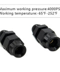 Two YSIL black aluminum 6AN male flare to 3/8 in. tube fittings, straight compression adapters