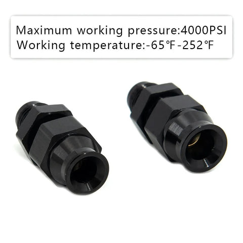 Two YSIL black aluminum 6AN male flare to 3/8 in. tube fittings, straight compression adapters