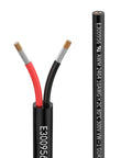 Heavy Duty 16 Gauge 2 Conductor Extension Wire 100 Foot Black Red Oxygen Free Copper Cable For Low Voltage LED Lighting And Automotive Use 300V UL2464 Tinned Stranded Wire With VW1 FT1 Flame Retardant Jacket
