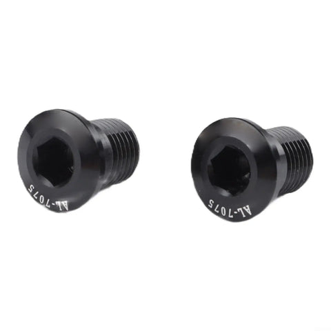 Extended Derailleur Hanger Screw Set M10xP1.0 aluminum chain tensioner bolts in black, showing hex head and threading, 2-pack.