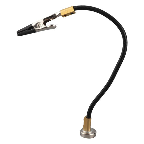 Magnetic Soldering Clip With Adjustable Gooseneck Hand Clamp, Alloy Steel Fixture For Circuit Board Repair And Welding Holding Tool Hands Free, Strong Magnetic Base, Flexible Arm, Black Or Silver, magnetic clamp on white background