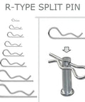 R Type Cotter Pin Kit with 100 pcs galvanized carbon steel wave locking pins, 6 sizes, ideal for automotive machinery repair