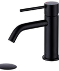 Dope Matte Black One Hole Bathroom Faucet With Pop Up Drain And Supply Hose, Single Handle Lavatory Faucet For Sink