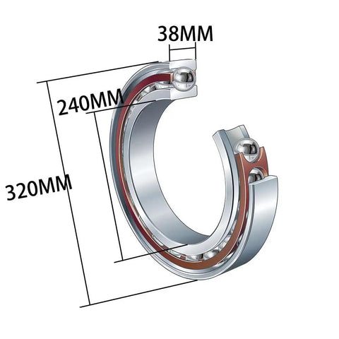 Straight From Germany Top Shelf Ultra Precision Angular Contact Ball Bearing 320MM diameter and 38MM width for CNC machines.