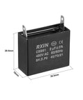 Dope 2uF 450V AC Ceiling Fan Capacitor CBB61 Single Insert Metalized Polypropylene Film Low Loss Long Life Compact 36.5x16x29.5mm