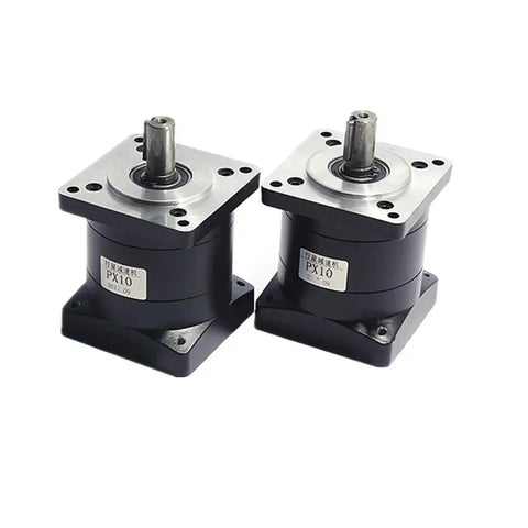 Rock Solid Nema 34 Planetary Gear Reducer Unit High Precision Low Noise Stepper Motor Drive Gearbox, twin units with metal casing.