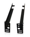 Heavy Duty Adjustable Metal Bed Frame Footboard Extension Brackets Set Of Two, black steel mounts for bed frame installation.