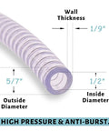 Cross-section of Half Inch PVC Reinforced Tubing With Spiral Steel Wire 25 Ft Built Tough High Pressure Flexible Vinyl Hose