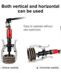 Heavy Duty Hydraulic Gear Puller Set For Wheel Bearings With 50T Capacity, vertical and horizontal usability displayed