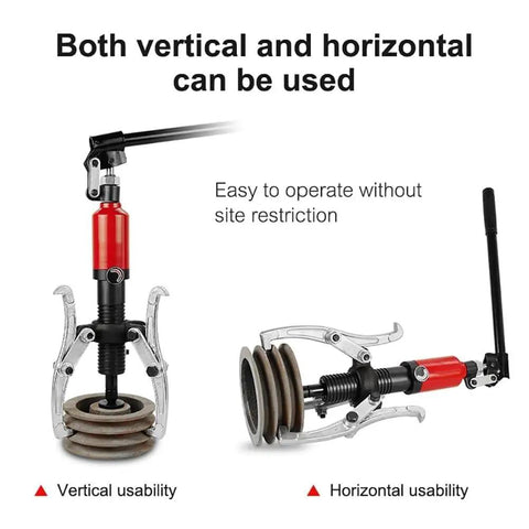 Heavy Duty Hydraulic Gear Puller Set For Wheel Bearings With 50T Capacity, vertical and horizontal usability displayed