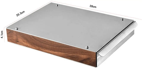 Tough As Nails Stainless Steel Coffee Knock Box With Pull Out Drawer For Espresso Grounds Collection, with compact design, size 28cm x 20.3cm x 4.1cm.