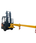 Adjustable Telescopic Forklift Boom Arm Mobile Crane Jib Lifter Hook Heavy Duty Steel Construction, 4400 lb capacity, extended view.