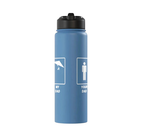 Stainless Steel Insulated Water Bottle For Dads Who Live For Adrenaline Hang Glider Theme Soaring High Keeps Drinks Cold On The Fly Gift For Hang Gliding Fans And Cloud Chasers with graphic and black lid