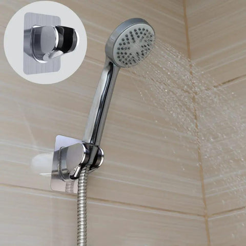 Removable Shower Head Holder With Adjustable Arm Strong Suction Cup Stick On Adhesive No Drill Install Chrome Finish ABS Plastic 2 Pack