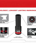 Rock Solid 10 Piece Impact Socket Set For Milwaukee Drivers With Dual Hole Design And Groove To Keep Things Snug Plus Non Slip Hex Fitment That Handles Heavy Torque Jobs Without Fail. 1/2 inch forged impact steel socket