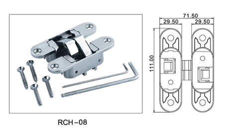 Stainless Steel Folding Door Invisible Hinge 180 Degree Casement Adjustable Hidden Cross Hinge For Household Connection Hardware with screws