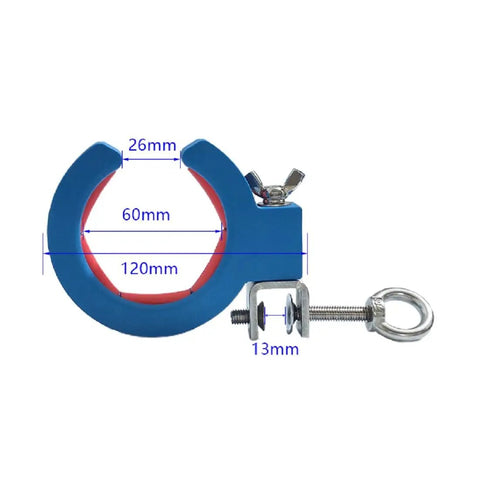 Two Pack Blue Cable Wire Threading Tool And Cable Tray Roller showing dimensions and adjustable clamp system for wire pulling.