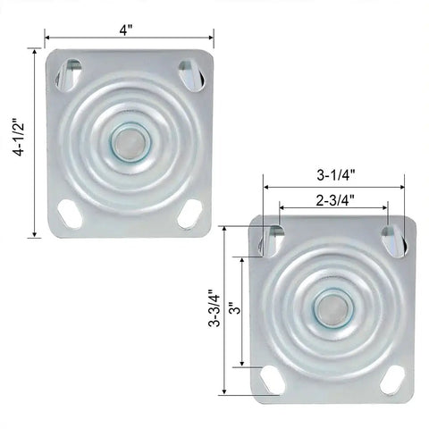 Zinc-plated top plate with roller bearings for 8 Inch Dual Wheel Swivel Caster With Flat Free PU Foam Wheels Heavy Duty 660 Lb Capacity