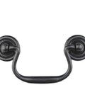 Four Pack Antique Black Three And A Half Inch Hole Center Drawer Pull Handles Gooseneck Ring Pullers for Cabinets Dressers Wardrobes