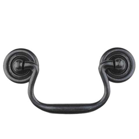 Four Pack Antique Black Three And A Half Inch Hole Center Drawer Pull Handles Gooseneck Ring Pullers for Cabinets Dressers Wardrobes