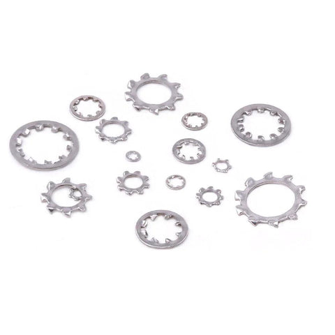 Hilitchi 400-pc set of 304 stainless steel star lock washers with external and internal teeth, assorted M2–M12 sizes