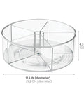 Clear 11.5 inch Recycled Plastic Lazy Susan Spin Turntable Organizer with sections for pantry or bathroom storage