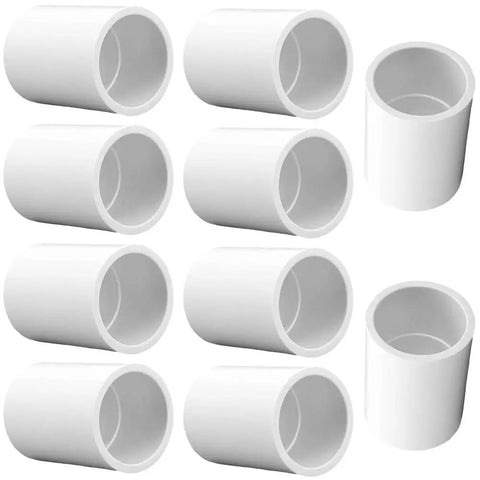 1 Inch PVC Coupling 2 Way Pipe Fittings Furniture Grade Schedule 40 Socket To Socket Heavy Duty Slip Connectors, pack of 10 in white