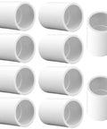 1.25 Inch PVC Coupling 2 Way Socket To Socket, glossy white fittings, heavy duty furniture grade, pack of 10, for DIY projects and builds