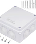 Heavy Duty Abs Plastic Junction Box Featuring IP65 Waterproof Protection And Dustproof Seals For No Sweat Electrical Projects In Crisp White Finish with mounting screws.