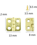 Antique Copper Mini Hinge Set With 200 Screws For Wooden Boxes, Jewelry Chests, Cabinets, And Your Go To DIY Projects, shown with dimensions
