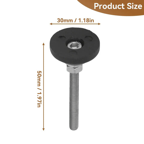 Heavy Duty Adjustable Leveling Feet Set, D30 X M6 X 50 Mm Swivel Furniture Glides showing measurements with reinforced nylon base.