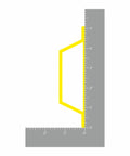 Profile view of yellow multi purpose aluminum door handle and cabinet pull knob with measurements