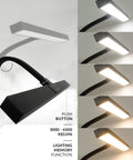Boss Level LED Desk Lamp With Clamp, 3000 Lumens Of Bright Dimmable Light, 5 Brightness Levels, Black Arm, Memory Function
