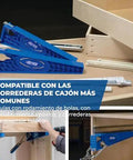 Drawer Slide Jig Kit For Cabinets, Drawers, Desks And More That Delivers Easy, Accurate Install With Built In Indexing, set on table.