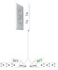 Ultra Thin Outlet Concealer Kit With Cord Concealer And Flat Extension Cord Power Strip For Hidden Cables shown with 8ft cords
