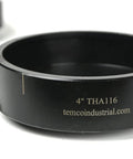 Close-up of Beefy Four Inch Deep Draw Conduit Punch showing label "4'' THA116" and company website, part of hydraulic knockout driver set