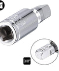 3/8 inch universal joint socket adapter, chrome-plated with square drive end