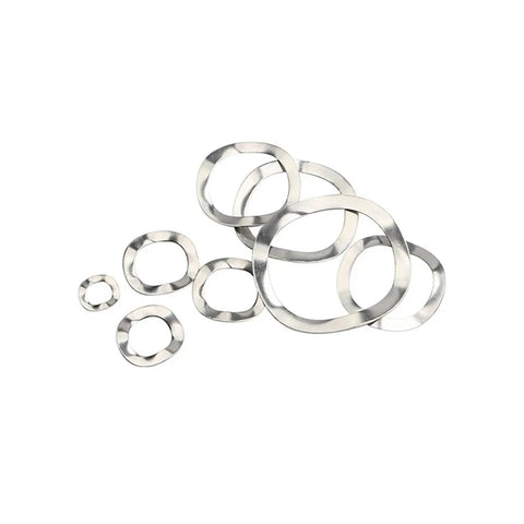 Three Wave Type Stainless Steel Washer Set 350 Pieces In One Box M3 M4 M5 M6 To M19 304 Grade Spring Washers Gasket Assortment Kit For Auto DIY Machinery Anti Loosening, assorted sizes
