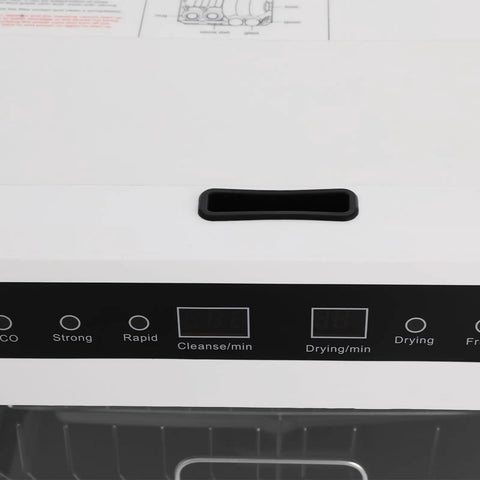 Control panel of Plug And Play Countertop Dishwasher Featuring Hot Air Dry Cycle, 800W Portable 110V Sink Top Unit.