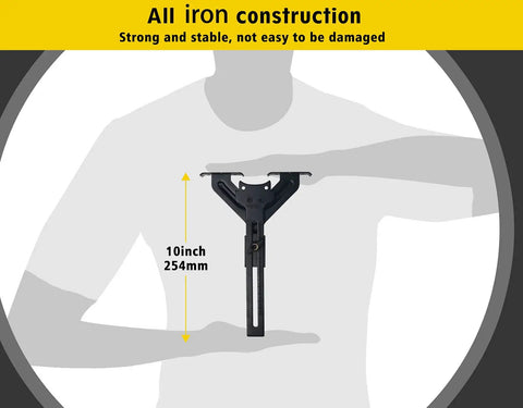 Edge Guide for Fixed Base Compact Router DNP618, 10-inch all iron construction, shown in hand for size comparison