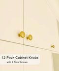 Gold Cabinet Knobs Set 12 Pack Round Drawer Pulls With Screws For Kitchen Cabinets Bedroom Furniture Cupboards Desks And Dressers Durable Hardware Upgrade Easy Install With Modern Gold Finish Upgrade Your Look, 28 mm