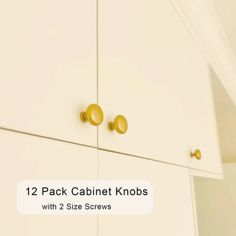 Gold Cabinet Knobs Set 12 Pack Round Drawer Pulls With Screws For Kitchen Cabinets Bedroom Furniture Cupboards Desks And Dressers Durable Hardware Upgrade Easy Install With Modern Gold Finish Upgrade Your Look, 28 mm