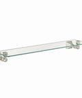 22 Inch Wide Glass Bathroom Vanity Shelf In Brushed Nickel For Towels And Accessories with durable steel frame