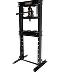 Heavy Hitter 20 Ton Hydraulic Shop Press With Stamping Plates Durable Carbon Steel H Frame Garage Press front view with adjustable height.
