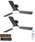 2 Pack 42 Inch Ceiling Fans With Lights Low Profile Flush Mount Remote Control Dimmable Reversible 3CCT Energy Efficient Noiseless