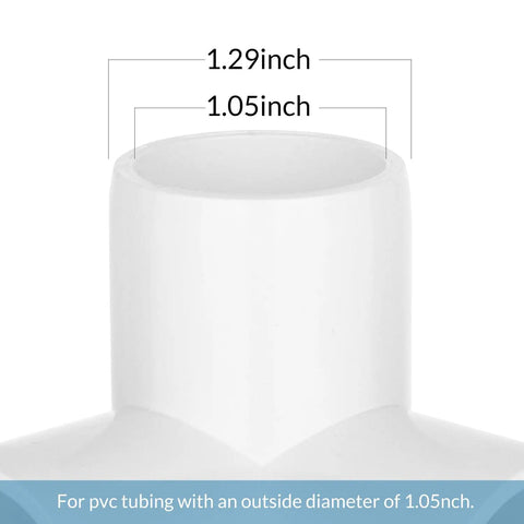 Close-up of 3/4-Inch PVC Three-Way Connectors showing dimensions for DIY projects